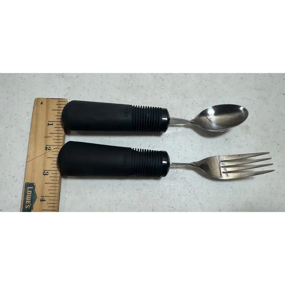 Mighty Grip OXO Handicap Medical Assist Utensils Flatware Spoon and Fork
